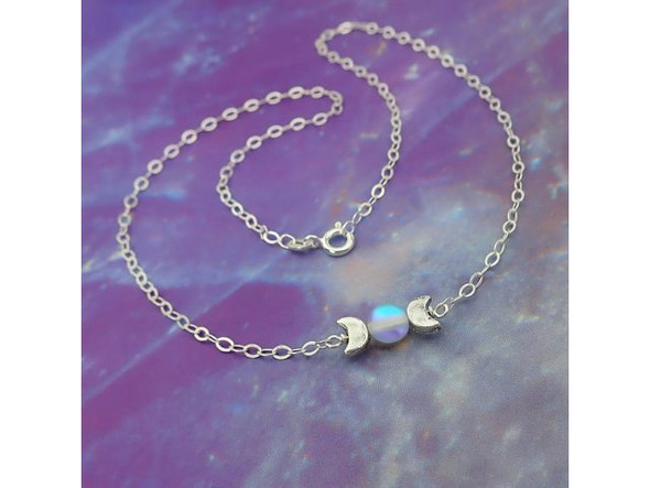 Sterling Silver Tiny Crescent Moon Bead (Each)