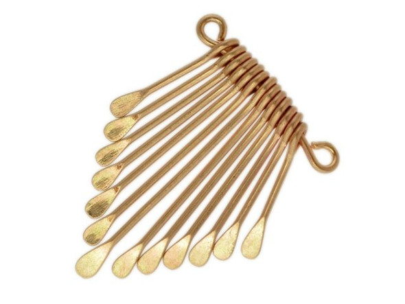 29x40mm Graduated Connector, Long Flattened Paddle Set - Satin Gold Plated (Each)