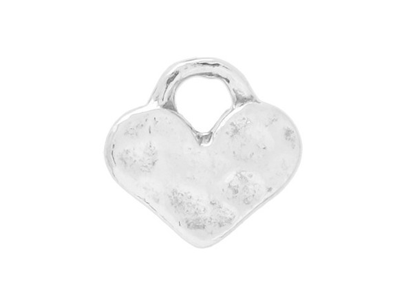 Sterling Silver Tiny Hammered Heart Charm (Each)