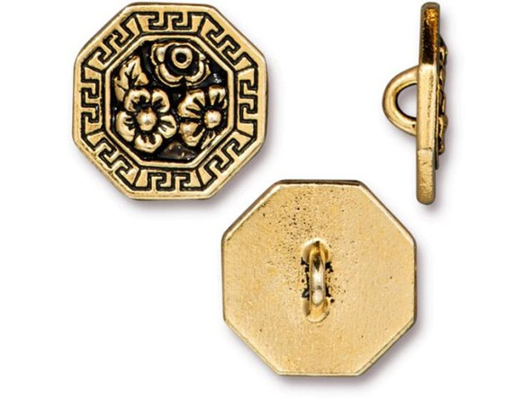 TierraCast Blossom Button - Antiqued Gold Plated (Each)