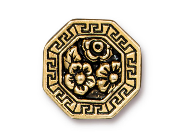 TierraCast Blossom Button - Antiqued Gold Plated (Each)