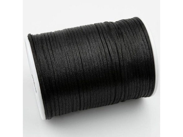 1mm Black Satin Nylon Cord, 20 Yards of 1mm Satin Nylon Cord, Black Cord,  Black Bulk Satin Nylon Cord