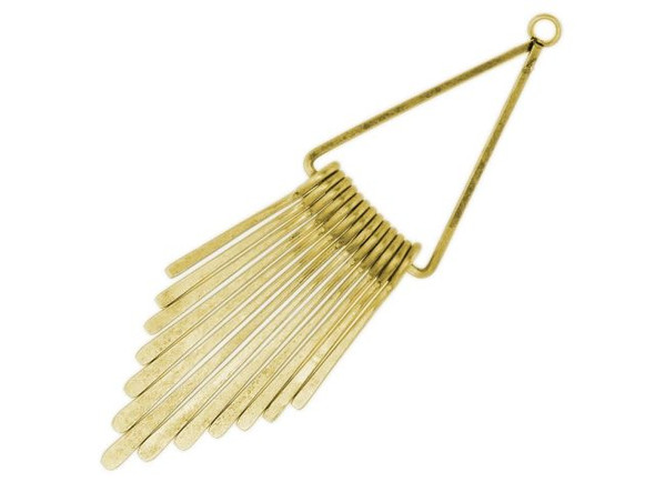 21x80mm Graduated Pendant, Long Flattened Paddles on Triangle - Satin Gold Plated (Each)