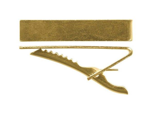 Yellow Plated Tie Bar, 1.6x0.3" (12 Pieces)