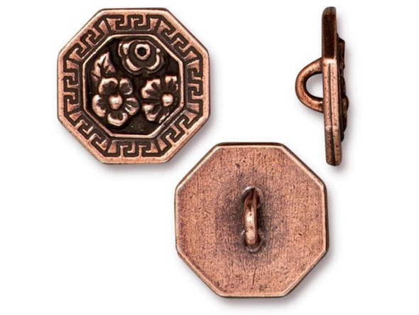 TierraCast Blossom Button - Antiqued Copper Plated (Each)
