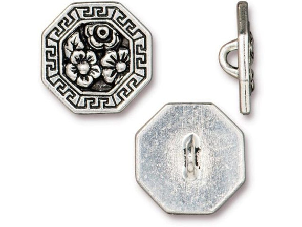TierraCast Blossom Button - Antiqued Silver Plated (Each)
