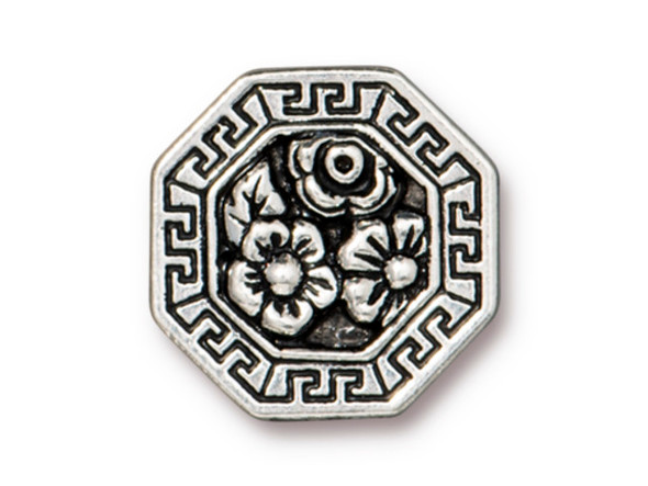 TierraCast Blossom Button - Antiqued Silver Plated (Each)