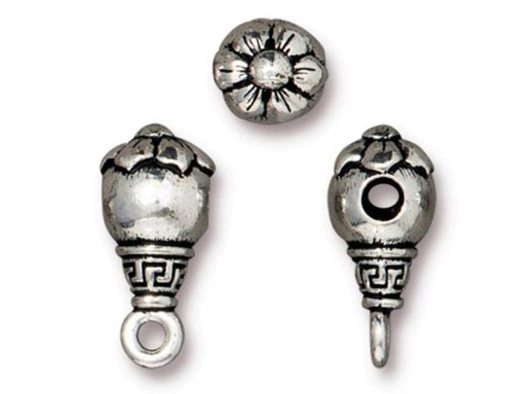 TierraCast Blossom Guru Bead - Antiqued Silver Plated (Each)
