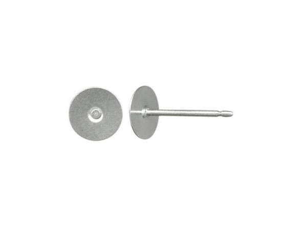 Stainless Steel Earring Post Findings, 6mm Flat Pad (100 Pieces)