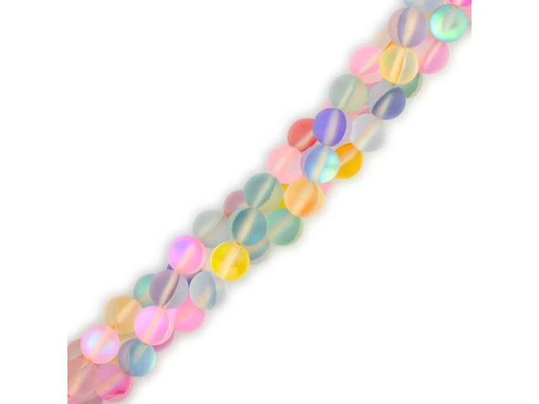 Fused Glass 6mm Round Bead, Matte AB Translucent Mix (strand)