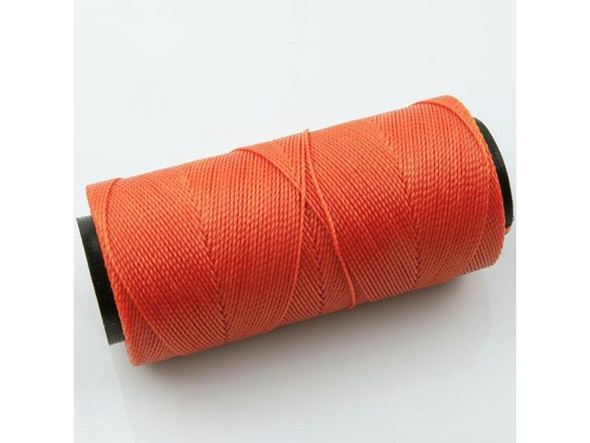 Waxed Polyester Cord, 2-ply - Orange (Spool)