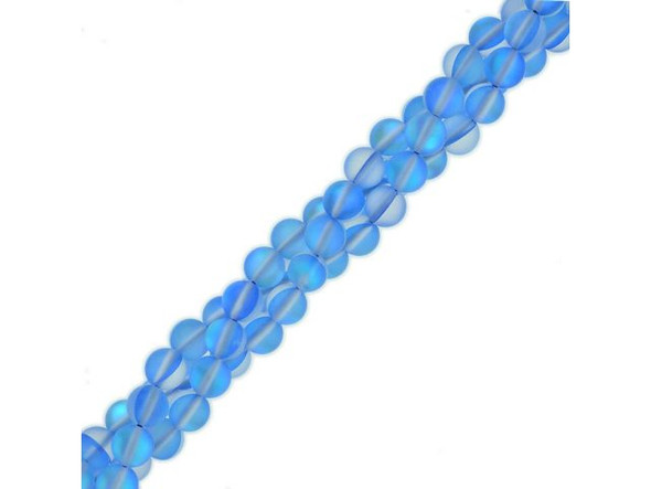 Fused Glass 6mm Round Bead, Matte Sapphire AB (strand)