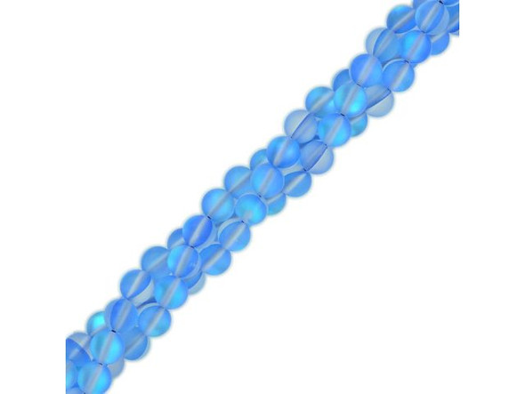 Fused Glass 6mm Round Bead, Matte Sapphire AB (strand)