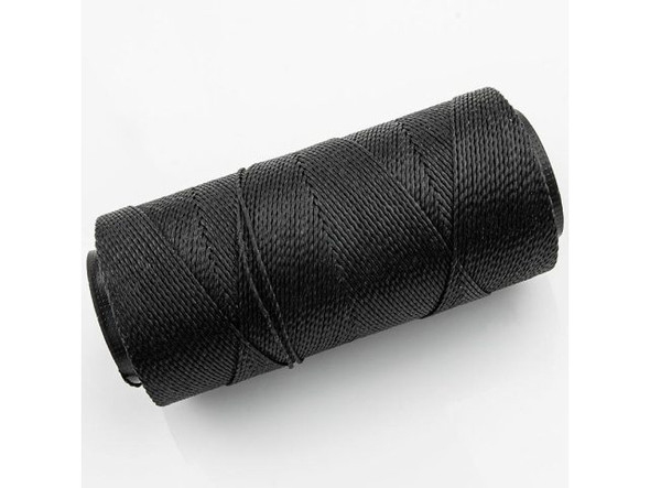 Waxed Polyester Cord, 2-ply - Black (100 gram)