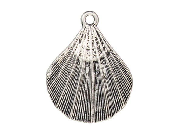 TierraCast Scalloped Shell Pendant - Antiqued Silver Plated (Each)