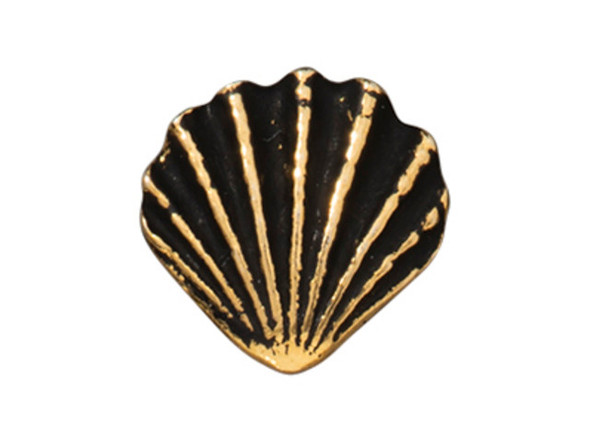 TierraCast Scallop Shell Button - Antiqued Gold Plated (Each)