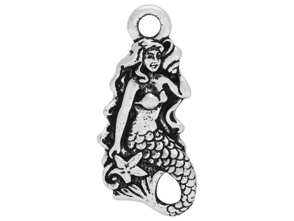 TierraCast Mermaid Charm - Antiqued Silver Plated (Each)