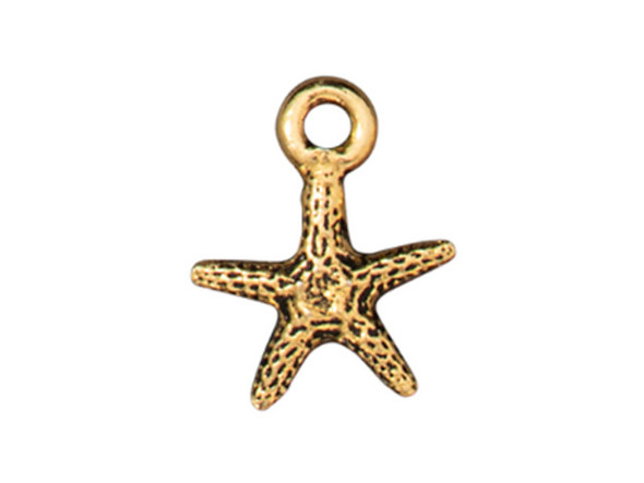 TierraCast Tiny Starfish Charm - Antiqued Gold Plated (Each)