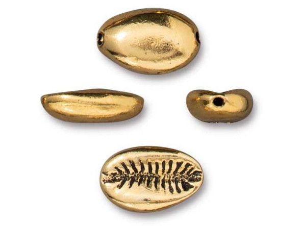 TierraCast Cowrie Shell Bead - Antiqued Gold Plated (Each)