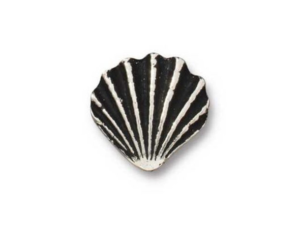 TierraCast Large Shell Bead - Antiqued Silver Plated (Each)