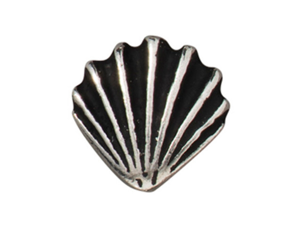 TierraCast Scallop Shell Button - Antiqued Silver Plated (Each)