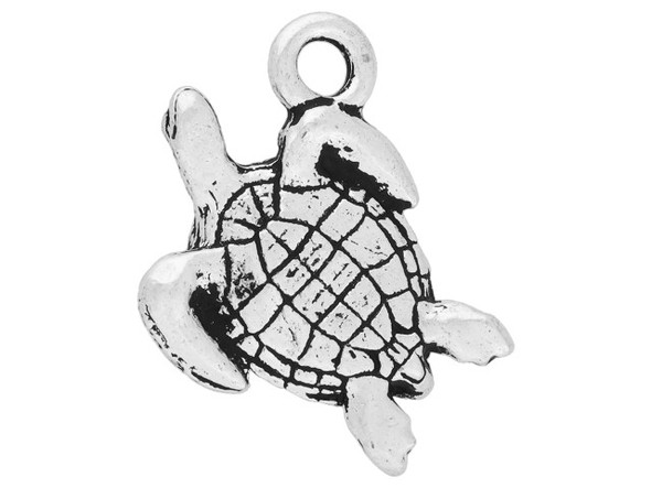 TierraCast Sea Turtle Charm - Antiqued Silver Plated (Each)