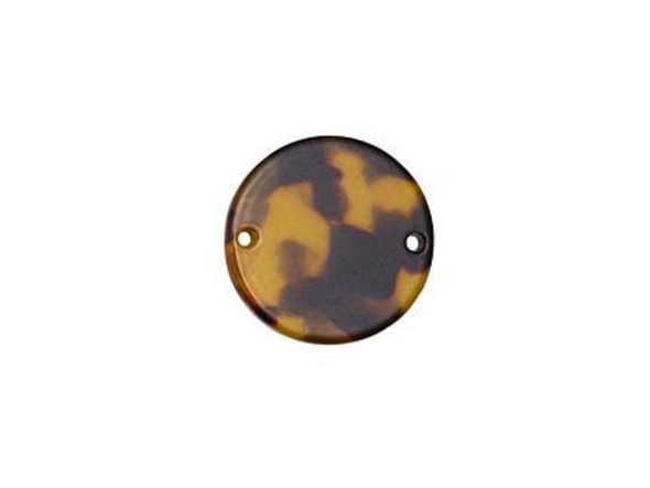 Acetate Coin 2-hole Connector, 20mm - Tortoise Shell (Each)