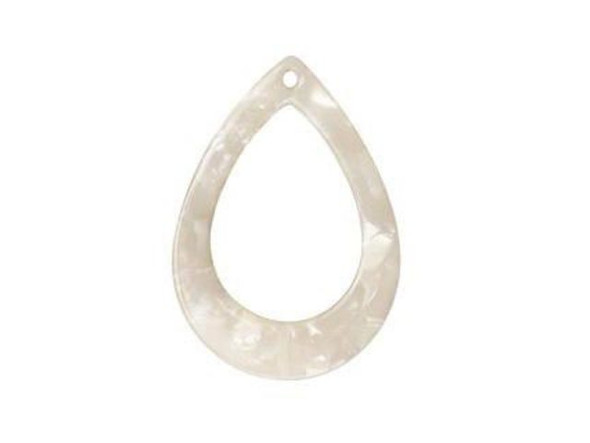 Acetate Open Teardrop Charm, 31x22mm - Pearl (Each)