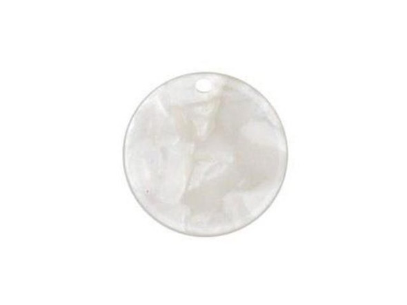 Acetate Coin Charm, 20mm - Pearl (Each)