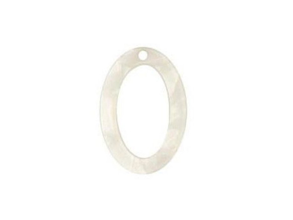 Acetate Oval Ring Charm, 22x15mm - Pearl (Each)