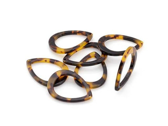 Acetate looks similar to Lucite (acrylic resin), but this form of plastic actually begins with acetic acid (also known as household vinegar), combined with various bases to give it the desired colors and texture. It's strong, lightweight, slightly flexible, and remarkably hypoallergenic. This combination makes it popular for eyeglass frames as well as jewelry.  Tortoiseshell has been used in jewelry and hair accessories for over 2,000 years. The attractive coloration, patterning and light weight of the hawksbill sea turtle shell made it a worldwide favorite for hair accessories and eyeglass frames... and made it a Critically Endangered species. Due to the scarcity and popularity of genuine tortoiseshell, imitations gained popularity over 100 years ago. See Related Products links (below) for similar items and additional jewelry-making supplies that are often used with this item.