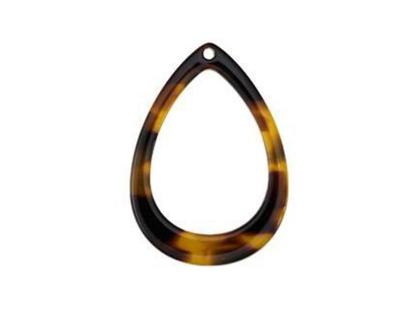 Acetate Open Teardrop Charm, 31x22mm - Tortoise Shell (Each)