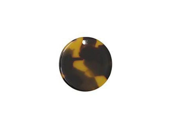 Acetate Coin Charm, 20mm - Tortoise Shell (Each)