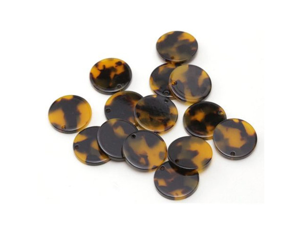 Acetate Coin Charm, 20mm - Tortoise Shell (Each)