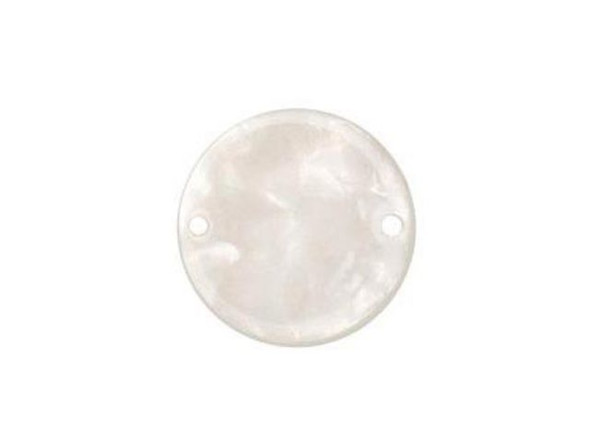 Acetate Coin 2-hole Connector, 20mm - Pearl (Each)