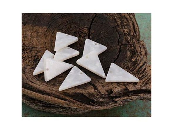 Acetate Triangle Charm, 21x16mm - Pearl (Each)