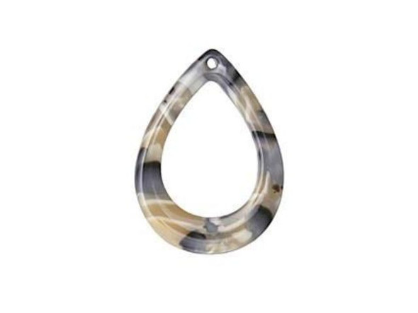 Acetate Open Teardrop Charm, 31x22mm - Black Pearl (Each)