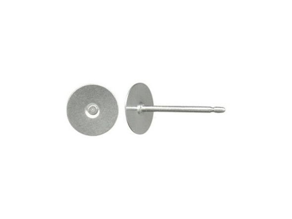 Stainless Steel Earring Post Finding w 6mm Flat Pad (100 Pieces)