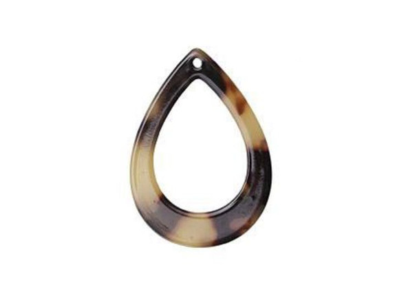 Acetate Open Teardrop Charm, 31x22mm - Light Tortoise (Each)