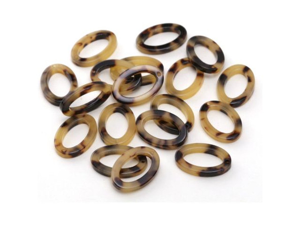 Acetate Oval Ring Charm, 22x15mm - Light Tortoise (Each)