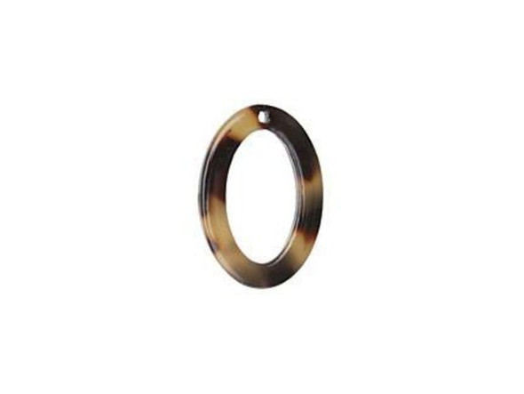 Acetate Oval Ring Charm, 22x15mm - Light Tortoise (Each)