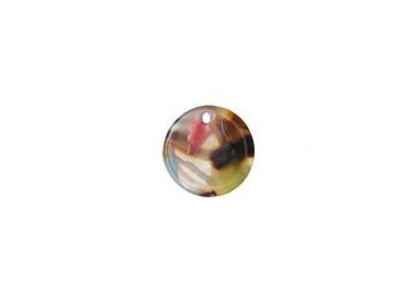 Acetate Coin Charm, 14mm - Garden Party (Each)