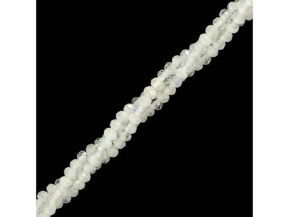 Moonstone 3mm Diamond Cut Faceted Rondelle Gemstone Beads (strand)