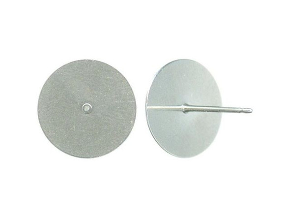 Stainless Steel Earring Post Findings, 12mm Flat Pad (100 Pieces)