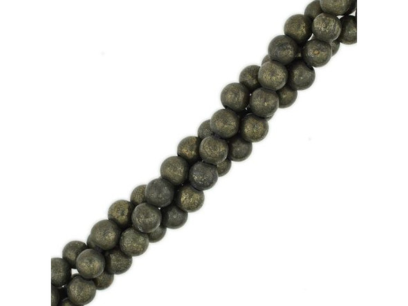 Pyrite Gemstone Beads, 6mm Round with Large Hole (strand)