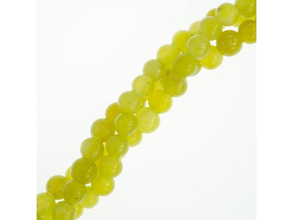 Olive Jade Gemstone Beads, 6mm Round with Large Hole (strand)