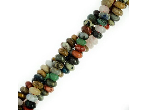 Mixed Stone Gemstone Beads, 8x5mm Rondelle with Large Hole (strand)