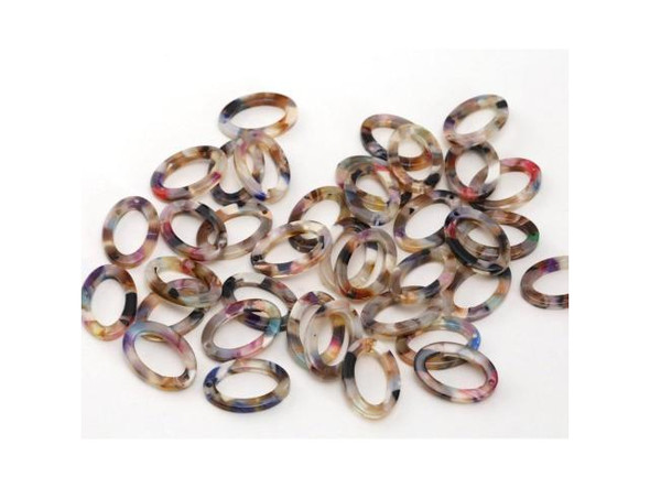 Acetate Oval Ring Charm, 22x15mm - Garden Party (Each)