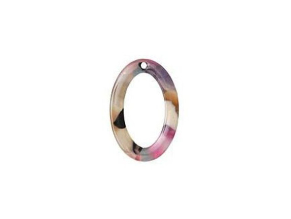 Acetate Oval Ring Charm, 22x15mm - Garden Party (Each)