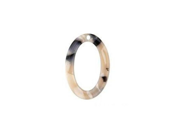 Acetate Oval Ring Charm, 22x15mm - Black Pearl (Each)
